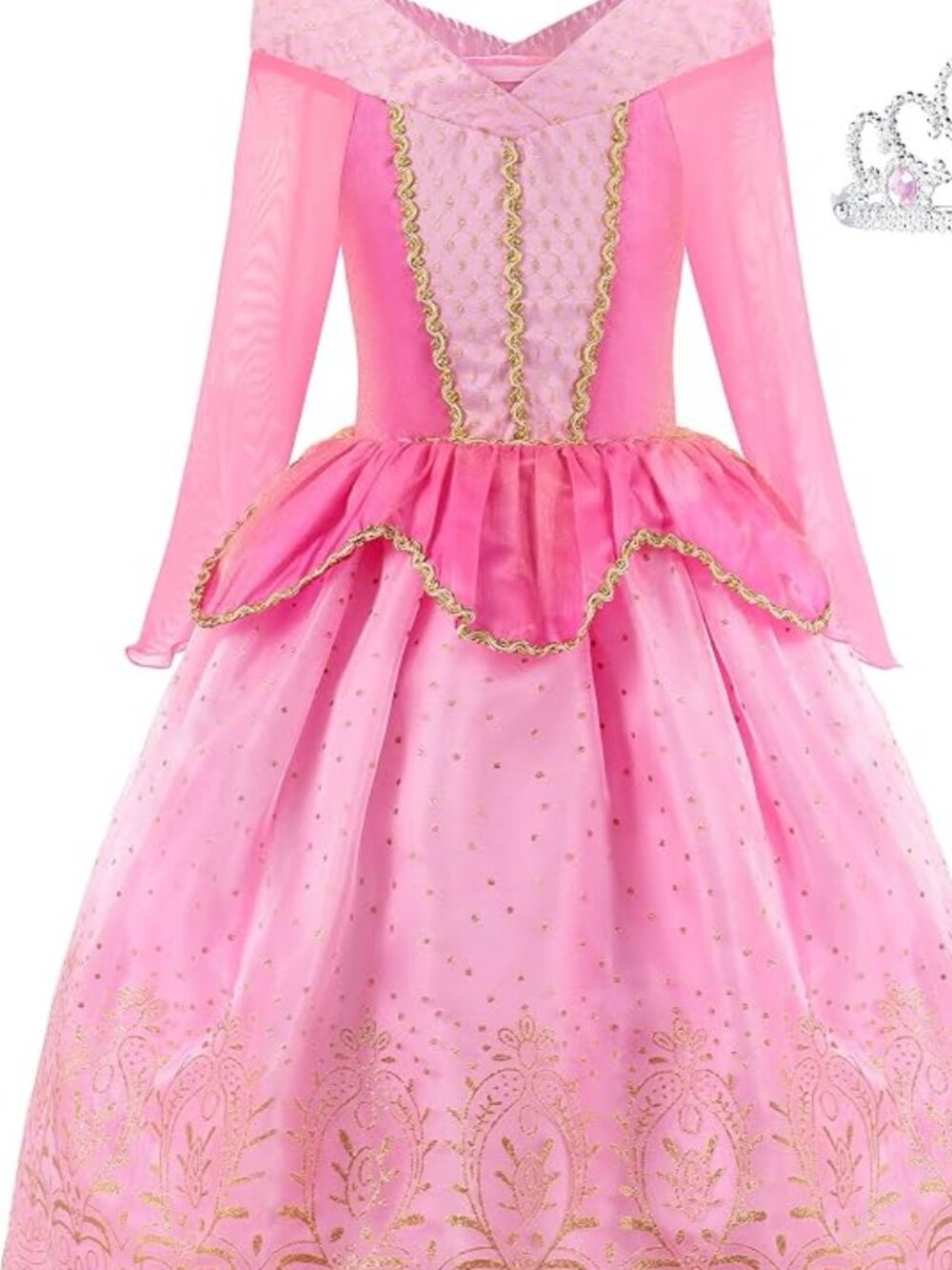 Girls Pink Princess Dress Up Costume with Gold Trim